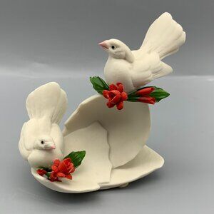Vintage Capodimonte Porcelain Doves on Broken Egg Figurine  Made in Italy